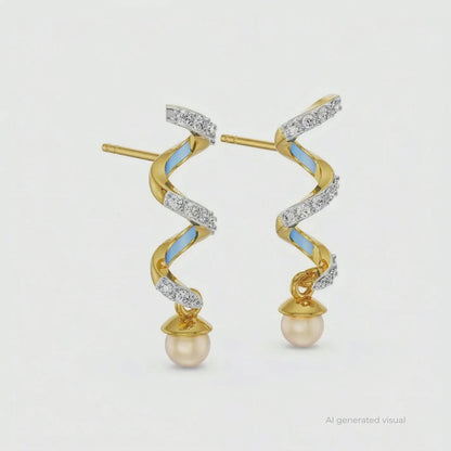 Pearl Teardrop Lab Grown Diamond Earrings