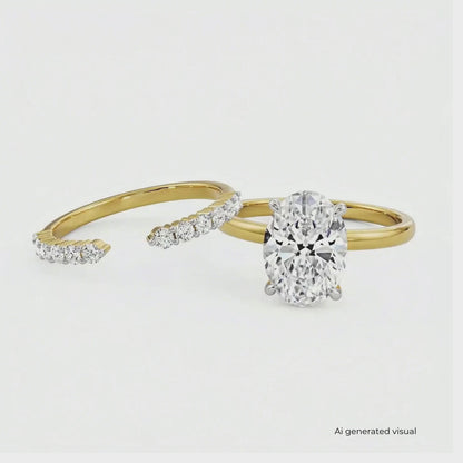 Oval Bridal Lab Grown Diamond Ring Set