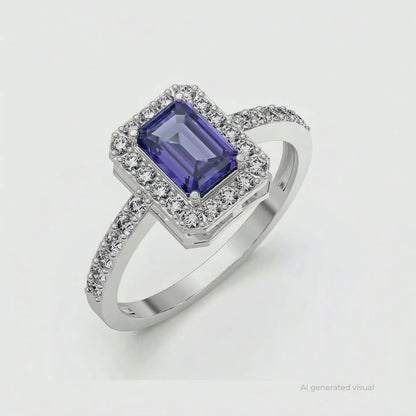 Blue Saphire Lab Grown Diamond Ring