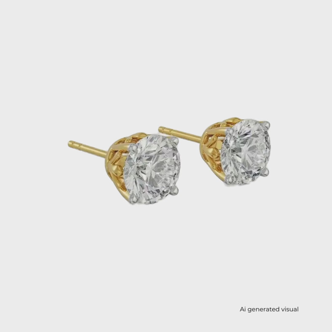Lab-Grown 1 CT Classic Round Diamond Studs