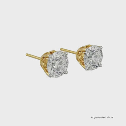 Lab-Grown 1 CT Classic Round Diamond Studs