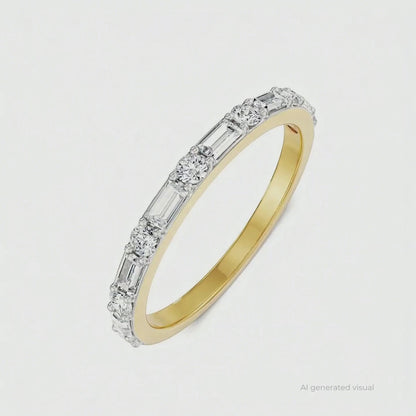 Alternating Round Diamond Band