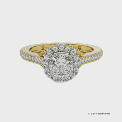 Royal Halo Lab Diamond Solitaire Engagement Ring