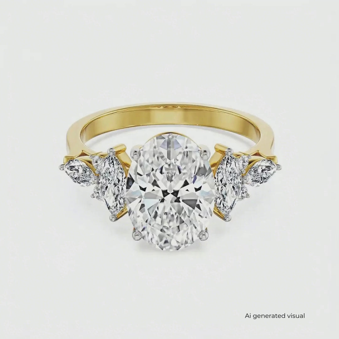 2.5 CT Sunflare Oval Lab Grown Diamond Ring