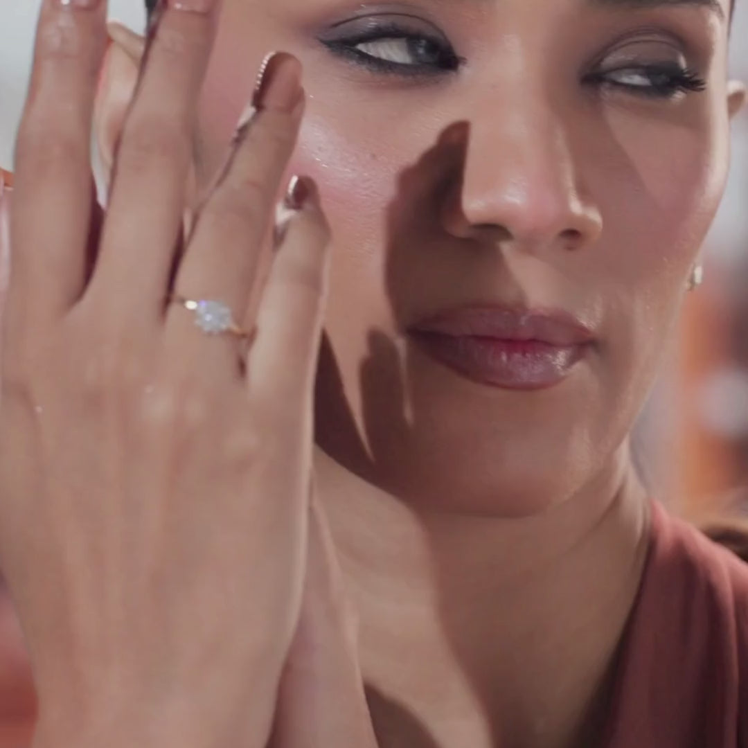 Floral   Blooming   Lab   Grown   Diamond   Ring - focused view on model