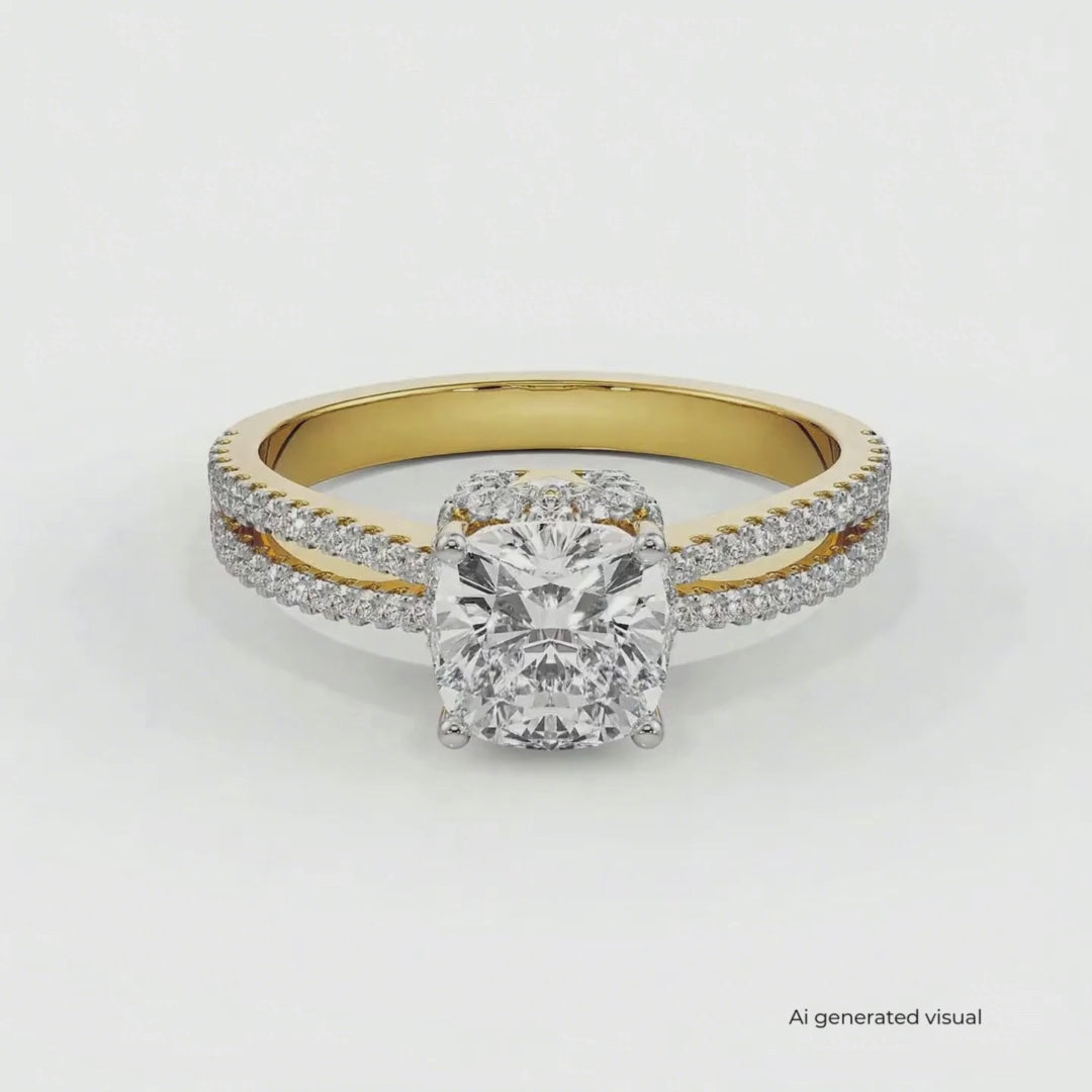 Cushion Cut Lab Diamond Engagement Ring