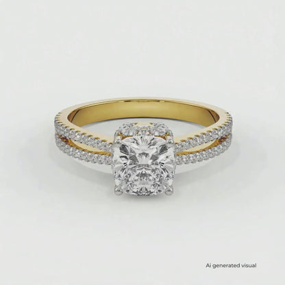 Cushion Cut Lab Diamond Engagement Ring