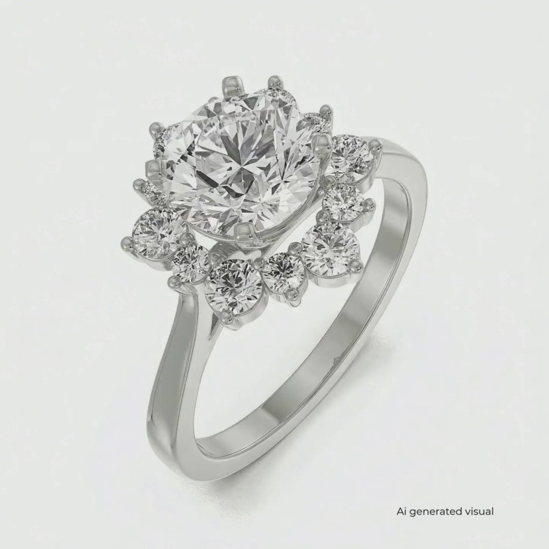 Star Halo Lab Diamond Engagement Ring