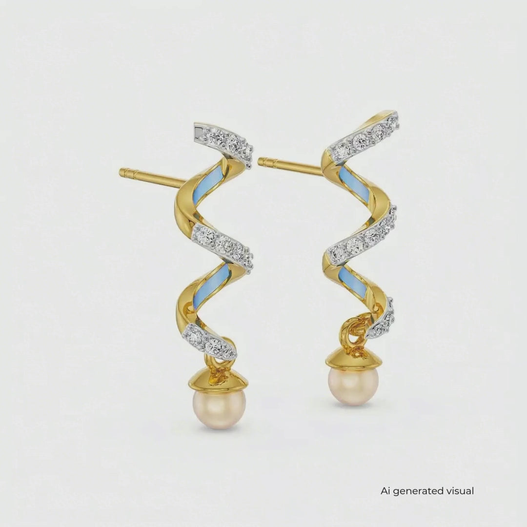 Pearl Teardrop Lab Grown Diamond Earrings