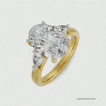 Lab-Grown Tri Solitaire Diamond Ring