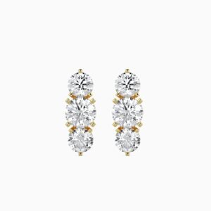 Diamond Earrings in 14 KT Yellow Gold or 18 KT Yellow Gold, Earrings for women, Gold Earrings