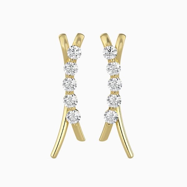 Diamond Earrings in 14 KT Yellow Gold or 18 KT Yellow Gold, Earrings for women, Gold Earrings