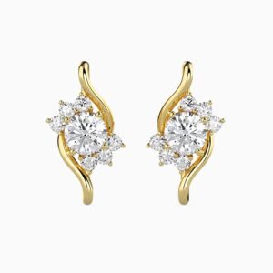 Diamond Earrings in 14 KT Yellow Gold or 18 KT Yellow Gold, Earrings for women, Gold Earrings