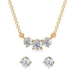 Triple Solitaire Diamond Necklace Set