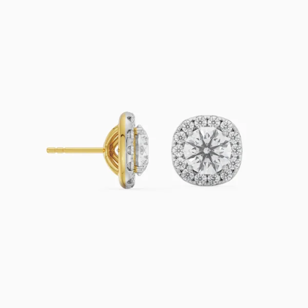 1 CT Cushion Halo Detachable Studs Prospective View