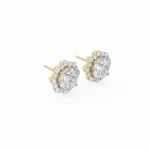 1 CT Floral Halo Detachable Diamond Studs Side View