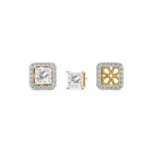 0.50 CT Princess Frame Diamond Studs Front View