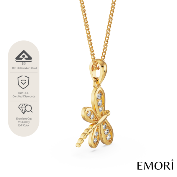 Diamond Pendant in 14 KT Yellow Gold or 18 KT Yellow Gold, Gold Pendant for women. Solitaire Pendant