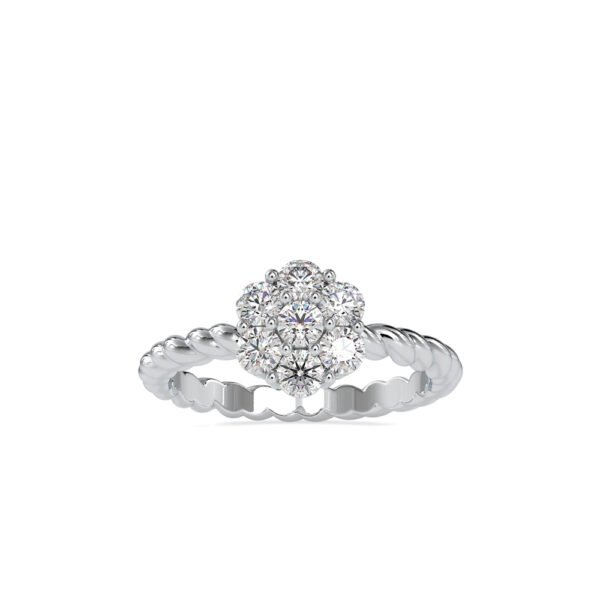 Floral Solitaire Halo lab grown Diamond Ring in silver color