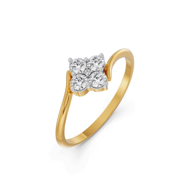 Fourfold Sparkle Ring Diamond Ring in 14 KT Yellow Gold or 18 KT Yellow Gold. engagement rings for women. diamond ring price. solitaire diamond ring