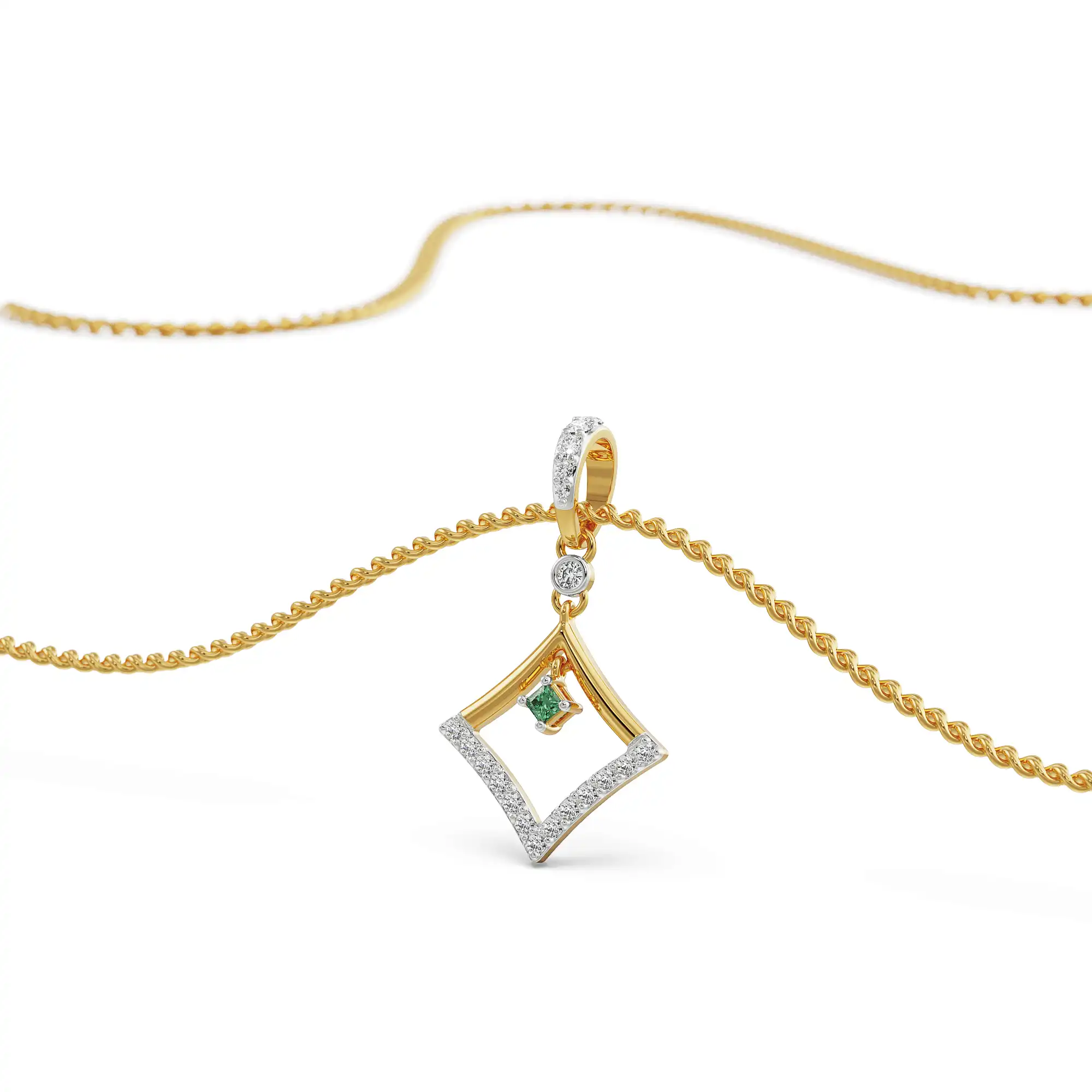 Elegant Emerald Diamond Pendant