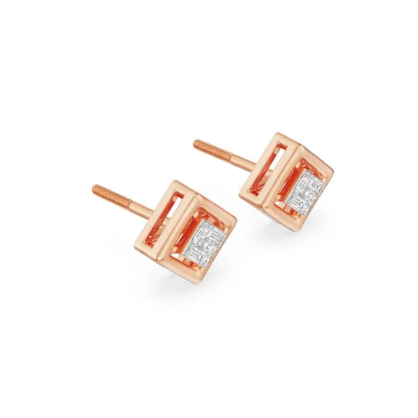 Geometric Allure Diamond Studs right view