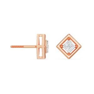 Geometric Allure Diamond Studs left View