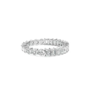 Emerlad Round Eternity Band front view