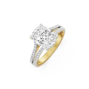 Duo Band Cushion Square Diamond Ring left view