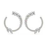 Marquise and Round Diamond Earrings Front View