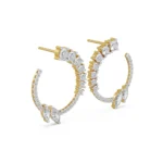 Marquise and Round Diamond Earrings Side View