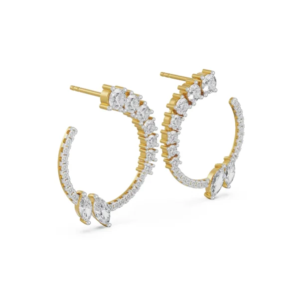 Marquise and Round Diamond Earrings Side View