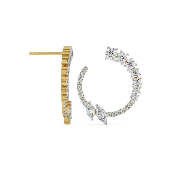 Marquise and Round Diamond Earrings Prospective View