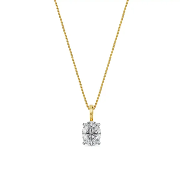 Solitaire Oval Diamond Pendant Front View