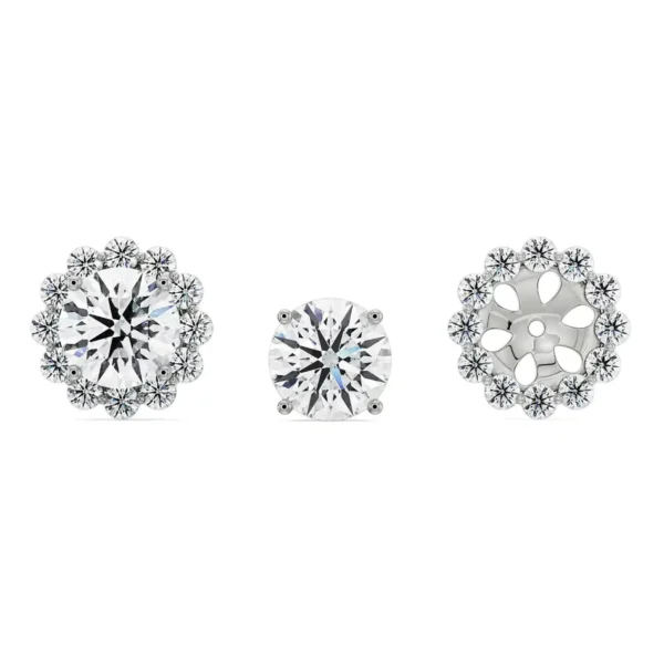 1 CT Sunflower Detachable Diamond Studs Front View