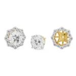 1 CT Floral Halo Detachable Diamond Studs Front View