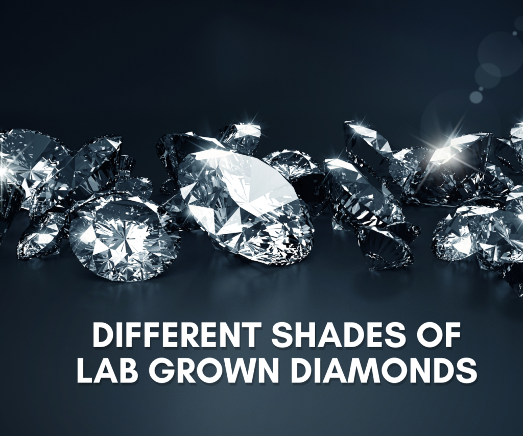 Different shades of lab-grown diamonds